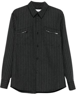 Iceberg Pinstripe Zip-Pocket Shirt - Black
