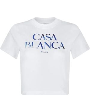 CASABLANCA Meduse Stacked Logo-Print T-Shirt - White
