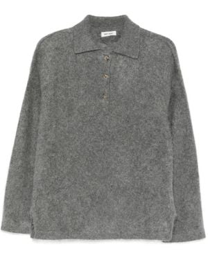 Soft Goat Brushed Knit Polo Shirt - Gray