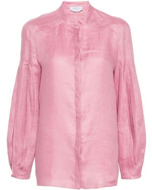 Gabriela Hearst Laetitia Linen Pleated Blouse - Pink