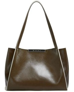 Marni Leather Tote Bag - Brown