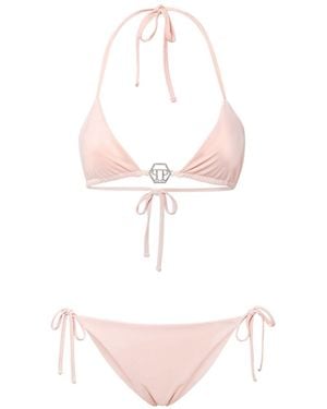 Philipp Plein Logo-Plaque Bikini Set - Pink