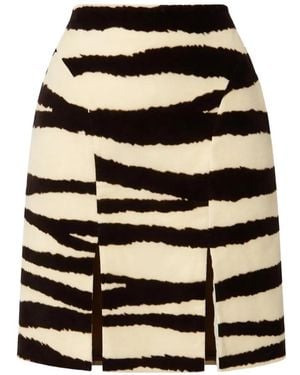 Nina Ricci Zebra Velvet Mini Skirt - Black