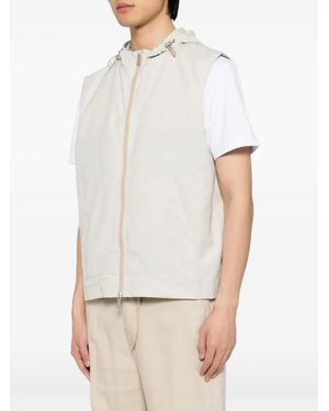 Eleventy Hooded Zip-Front Gilet - White