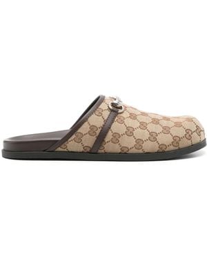 Gucci Rhein Gg キャンバスミュール - ブラウン