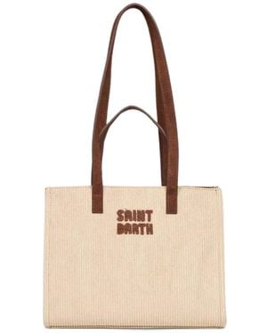 MC2 Saint Barth Jour Corduroy Logo-Patch Tote Bag - Natural