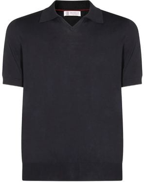 Brunello Cucinelli V-Neck Short-Sleeve Top - Black
