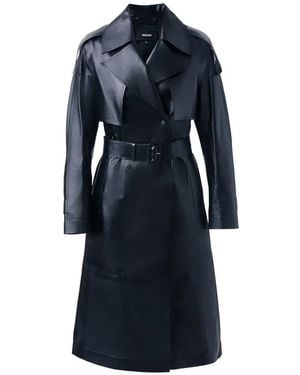 Mackage Carmela Belted Leather Coat - Blue