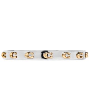 COACH Logo-Plaque Bangle Bracelet - White