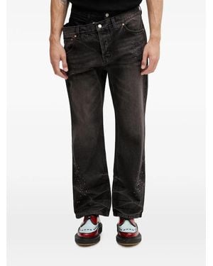 ANDERSSON BELL Stud-Embellished Layered-Waist Jeans - Black