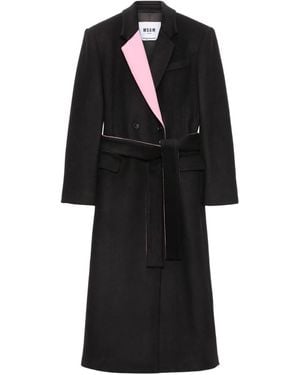 MSGM Abrigo Con Cinturón Y Doble Botonadura - Negro