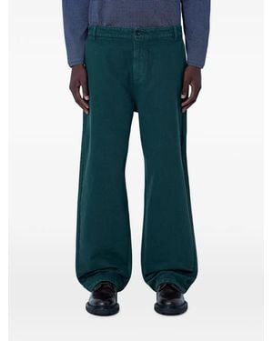 Miu Miu Relaxed-Fit Wide-Leg Trousers - Blue