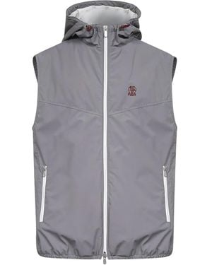 Brunello Cucinelli Hooded Zip-Front Gilet - Grey