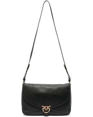Pinko Love Birds Leather Shoulder Bag - Black