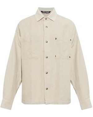 Palm Angels Logo-Embroidered Patch-Pocket Shirt - White
