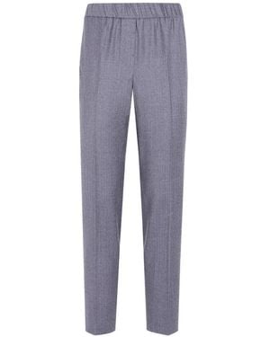 Peserico Pinstripe-Pattern Elasticated-Waistband Pants - Blue