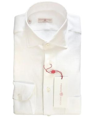 Luciano Barbera Point-Collar Linen Shirt - White