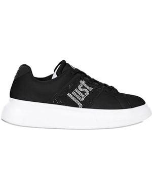 Just Cavalli Rhinestone-Embellished Platform Trainers - Black