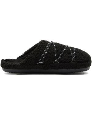 Moon Boot Teddy Lace-Up Slippers - Black