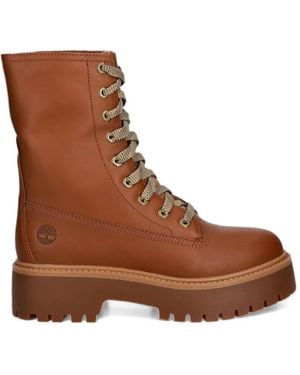 Timberland Stivali Mid Stone Street Con Lacci E Plateau - Marrone