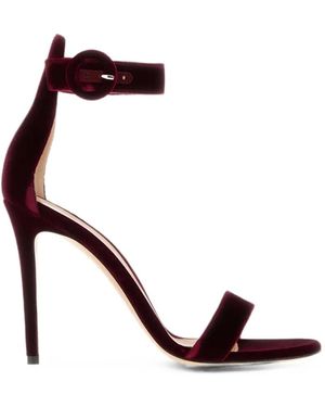 Gianvito Rossi Portofino Velvet Sandals - Red