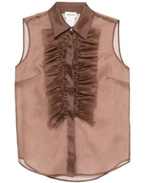 P.A.R.O.S.H. Shake Ruffled Collared Blouse - Brown