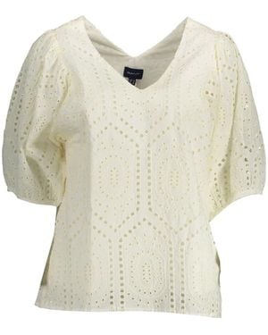 GANT Eyelet-Embroidered Puff-Sleeve Blouse - White
