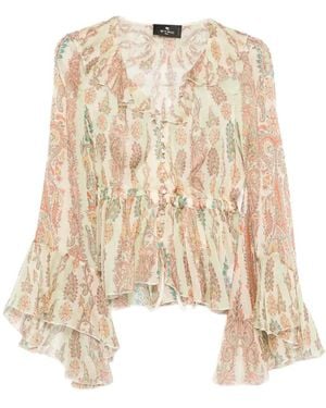 Etro Ruffled paisly-print blouse - Natur