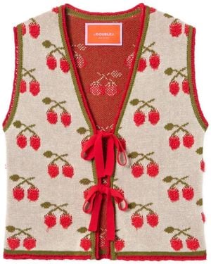 La DoubleJ Cherry Tie Gilet - Red