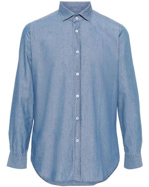 Dell'Oglio Spread-Collar Cotton Shirt - Blue