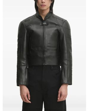 Vetements Logo-Embossed Leather Jacket - Black