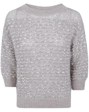 D.exterior Sequin-Embellished Bouclé Jumper - Grey