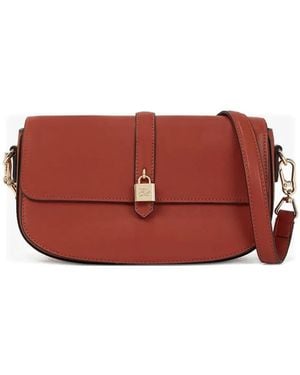 Karl Lagerfeld K/Autograph Padlock Leather Shoulder Bag - Red