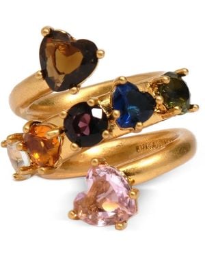 Bimba Y Lola Crystal-Hearts Spiral Ring - Metallic