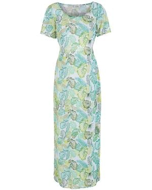 Amir Slama Palm Leaf Print Midi Dress - Green