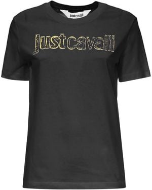 Just Cavalli Embellished Logo T-Shirt - Black