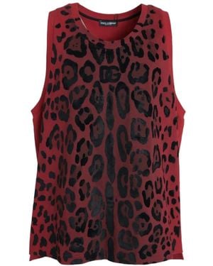 Dolce & Gabbana Leopard-Print Textured-Finish Tank Top - Purple