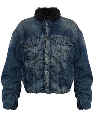 DIESEL D-Curly-Fsj1 Faded-Effect Ruched-Detail Jacket - Blue