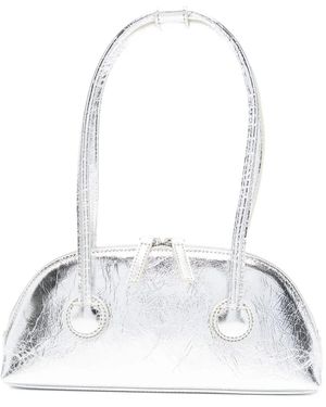 Marge Sherwood Bessette Metallic Leather Tote Bag - White