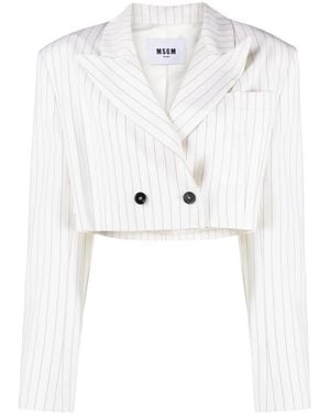 MSGM Pinstripe-Pattern Cropped Blazer - White