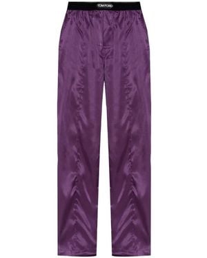 Tom Ford Logo-Waistband Pyjama Bottoms - Purple