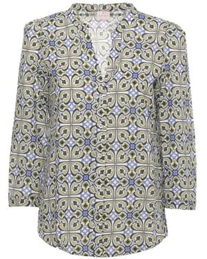 Emme V-Neck Printed Shirt - Grey