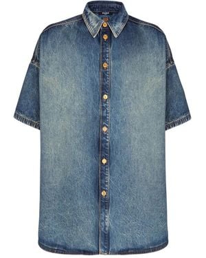 Balmain Short-Sleeved Button-Up Shirt - Blue