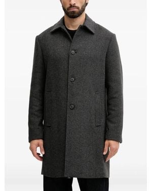 Benetton Button Herringbone Coat - Grey