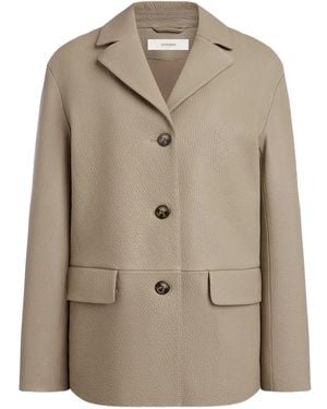12 STOREEZ Button Leather Jacket - Natural