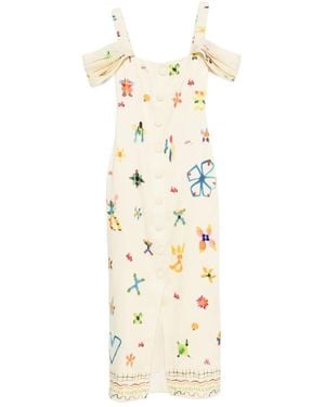 ALÉMAIS Sidi Square-Neck Midi Dress - White