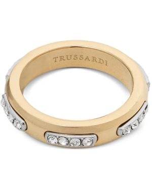 Trussardi Crystal-Embellished Band Ring - Metallic