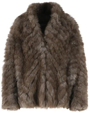 Simonetta Ravizza Chaqueta Con Solapa De Pelo De Cabra - Marrón