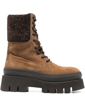 COPENHAGEN Panelled Boots - Brown