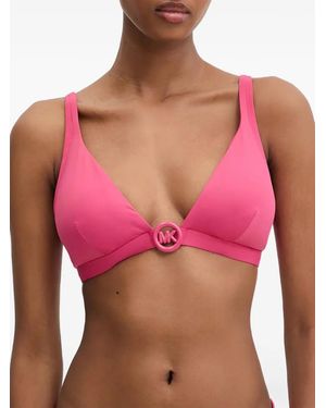 MICHAEL Michael Kors Logo-Plaque Bikini Top - Red